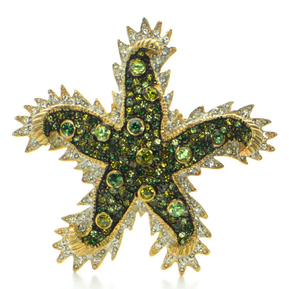 Vintage Kenneth Jay Lane KJL Crystal Starfish Pin Brooch